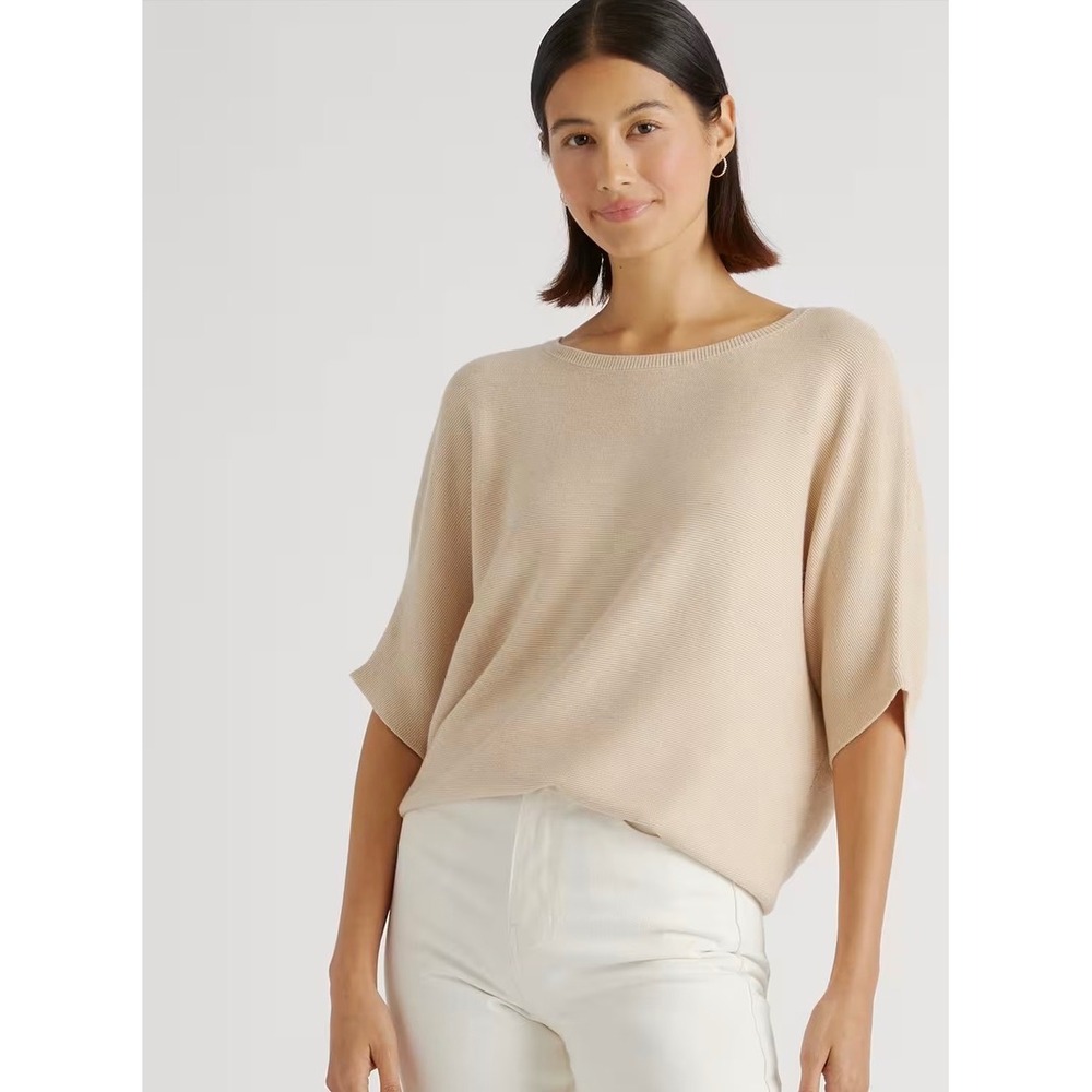 Quince Cotton Cashmere Link-Stitch Dolman Sweater Heather Oatmeal S SHWDC01